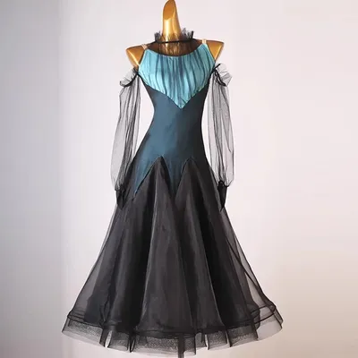 Sport Tanzanzug Wettbewerb Ballsaal Kleid Mädchen Outfit Langarm Erwachsene Kostüm Walzer Moderne Image