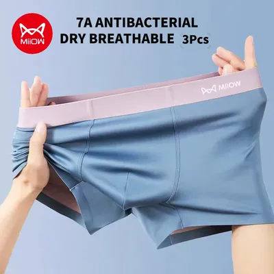 Miiow 3pcs Sommer atmungsaktive Herren Höschen anti bakterielle Baumwolle Schritt Mann Boxer Image