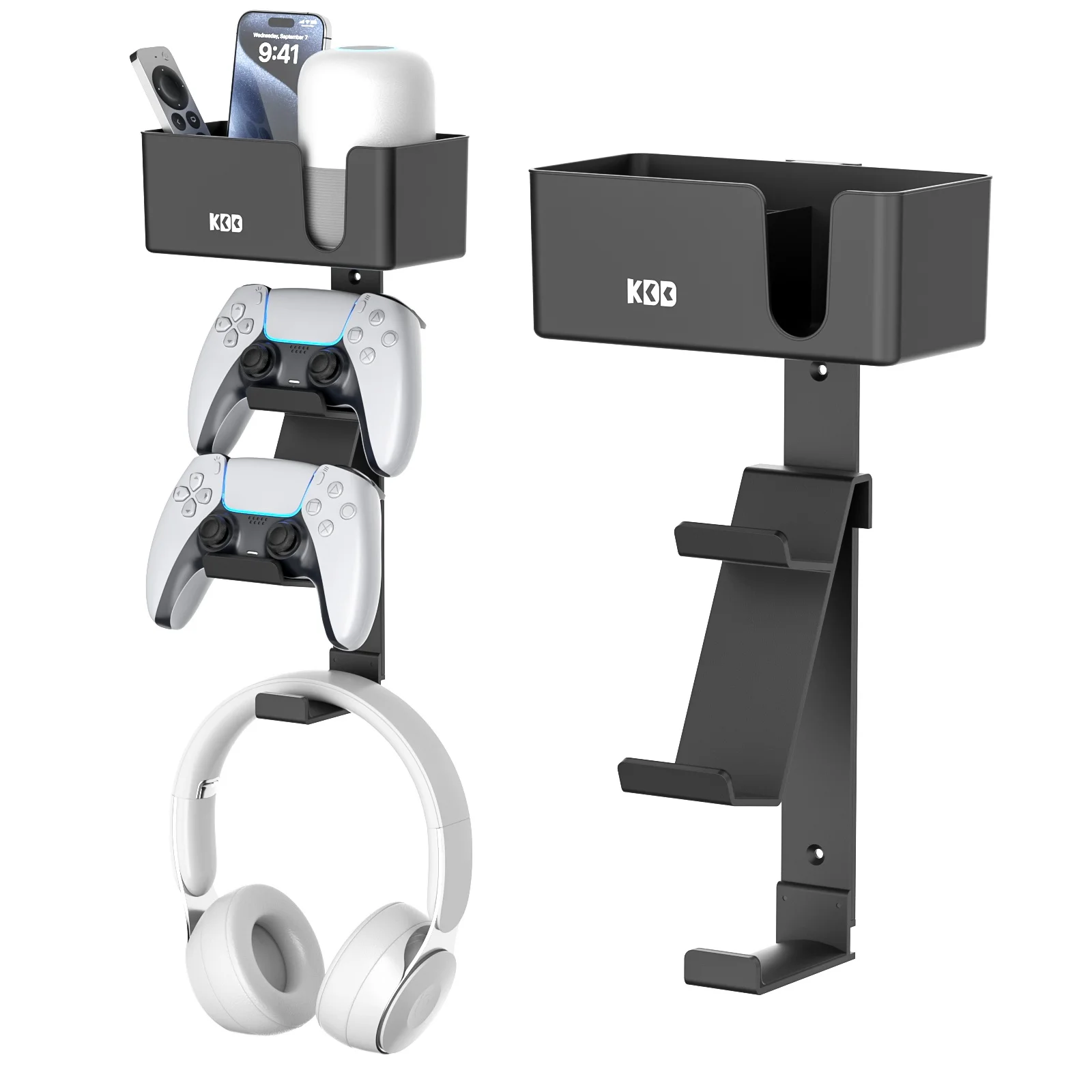 Für Dual-Controller-Halterung, 4-in-1-Kopfhörerständer zur Wandmontage mit Getränkehalter, abnehmbarer Stiftaufbewahrung für Cup Media Remote Phone Image