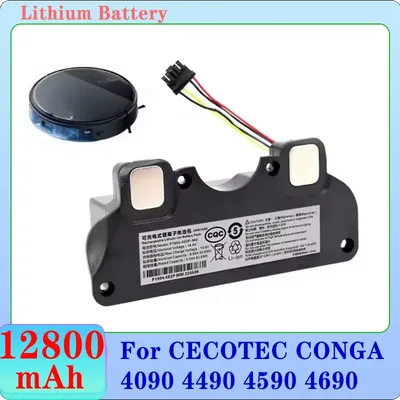 100 % Original 12800 mAh Ersatzakku, geeignet für Conga 4090/4490/4590/4690 Roboterstaubsauger, hohe Image