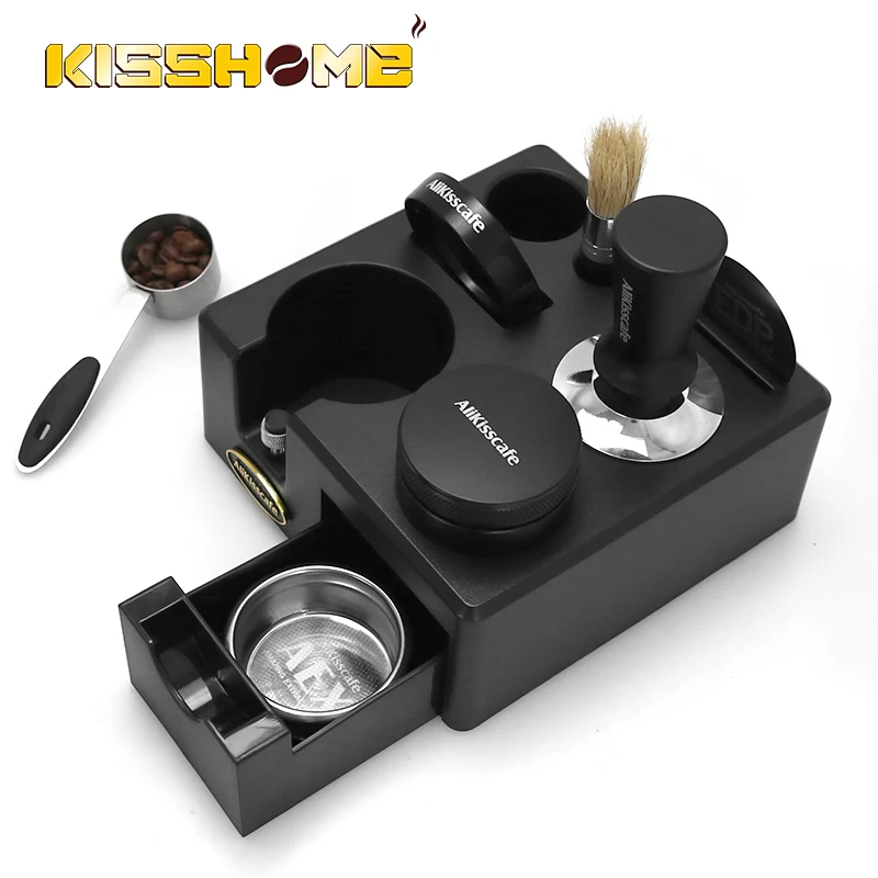 AliKisscafe Kaffee Tamping Station Siebträger Halter Stehen Mit Schublade Für Delonghi Breville Barista Espresso Zubehör