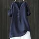 Per donna Camicia Camicie di cotone e lino Blusa Semplice Moderno Casual Manica Lunga Scollo a V Top Regolari Quotidiano Ferie Uscire Bottoni Nero Giallo Blu marino Beige Estate