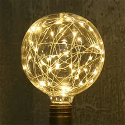 Ampoules à filament LED G95 colorées, ampoule en fil de cuivre ciel étoilé, lampe à cordes de Noël, verre pour décoration intérieure de Noël, 2 pièces, 1 pièce