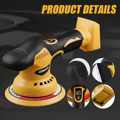 Car Detailing and Polishing Compatible with 20V Battery, 5500 RPM Dual-Action Polisher with 6
