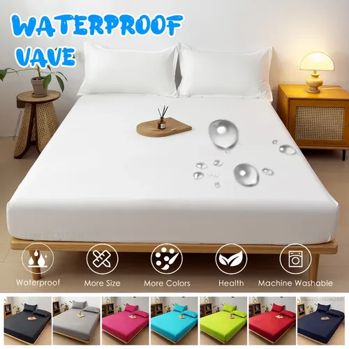 Couvre-lits imperméables, draps-housses, couvre-matelas, coussinets de protection à bande élastique pour lit simple/Double/King/Queen