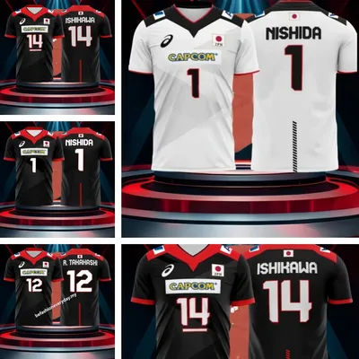 Japan Capcom Men's Volleyball Team ISHIKAWA R. TAKAHASHI NISHIDA Jersey 3D Printed Breathable