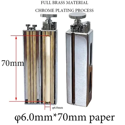 Φ6mm Brass Chrome Cigarette Rolling Machine Manual Slim Tobacco Smoke Roller Handmade for 70mm Roll