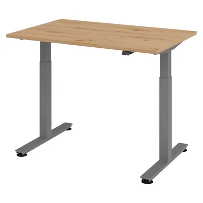 bümö elektrisch höhenverstellbarer Schreibtisch Asteiche 120x80 cm, Gestell: Graphit - Büroschreibtisch höhenverstellbar elektrisch, elektrischer Image