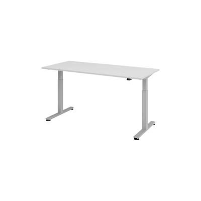 bümö elektrisch höhenverstellbarer Schreibtisch grau 180x80 cm, Gestell: Silber - Büroschreibtisch höhenverstellbar elektrisch, elektrischer Image