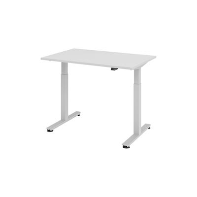 bümö elektrisch höhenverstellbarer Schreibtisch grau 120x80 cm, Gestell: Silber - Büroschreibtisch höhenverstellbar elektrisch, elektrischer Image