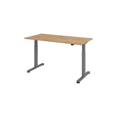 bümö elektrisch höhenverstellbarer Schreibtisch Asteiche 160x80 cm, Gestell: Graphit - Büroschreibtisch höhenverstellbar elektrisch, elektrischer Image