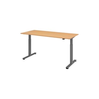 bümö elektrisch höhenverstellbarer Schreibtisch Buche 180x80 cm, Gestell: Graphit - Büroschreibtisch höhenverstellbar elektrisch, elektrischer Image