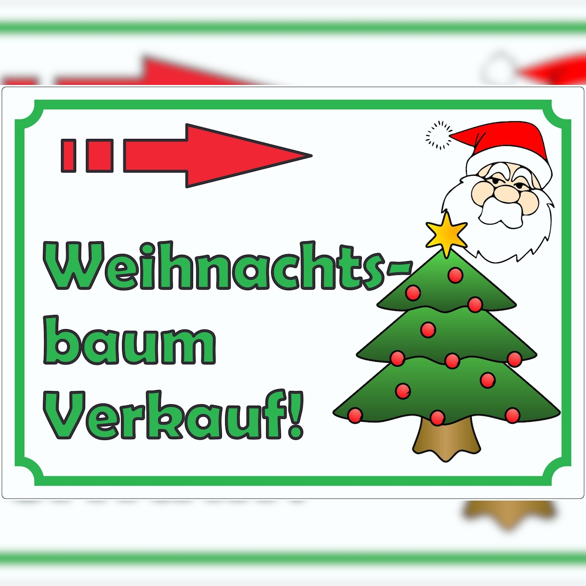 HB-Druck Werbeaufkleber Weihnachtsbaum mit Pfeil nach rechts Aufkleber A4 (210x297mm) Image