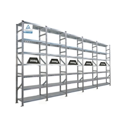 PROREGAL Fachbodenregal PROXIMO Stecksystem | Komplettregal | HxBxT 250x450x50cm | 7 Ebenen | Beidseitig nutzbar | Verzinkt Image