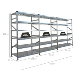 PROREGAL Fachbodenregal PROXIMO Stecksystem | Komplettregal | HxBxT 210x450x60cm | 6 Ebenen | Beidseitig nutzbar | Verzinkt Image