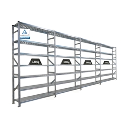 PROREGAL Fachbodenregal PROXIMO Stecksystem | Komplettregal | HxBxT 250x600x50cm | 7 Ebenen | Beidseitig nutzbar | Verzinkt Image