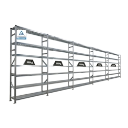 PROREGAL Fachbodenregal PROXIMO Stecksystem | Komplettregal | HxBxT 250x750x32cm | 7 Ebenen | Beidseitig nutzbar | Verzinkt Image