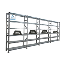 PROREGAL Fachbodenregal PROXIMO Stecksystem | Komplettregal | HxBxT 210x480x32cm | 6 Ebenen | Beidseitig nutzbar | Verzinkt Image