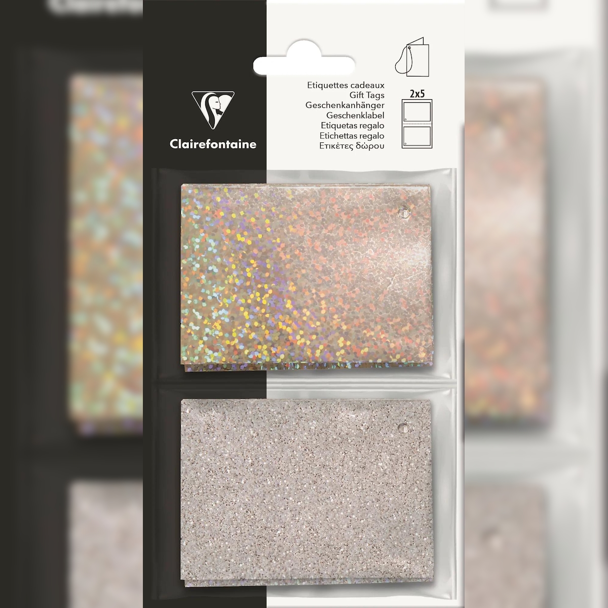 Clairefontaine 10x Geschenketiketten holografisch/Glitter, silber - Silber 617069C Image