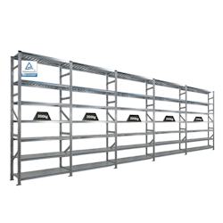 PROREGAL Fachbodenregal PROXIMO Stecksystem | Komplettregal | HxBxT 250x600x50cm | 7 Ebenen | Beidseitig nutzbar | Verzinkt Image