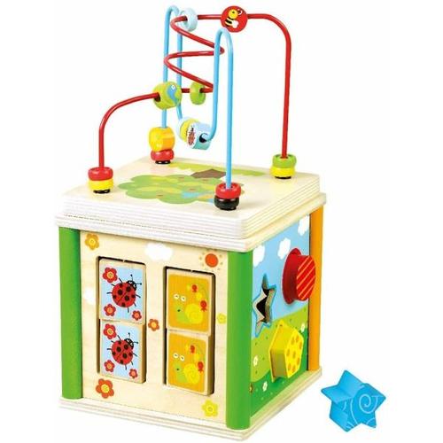 Bino 84213 - Motorikwürfel 5in1, Baby-Activity-Center, Holz - Mertens