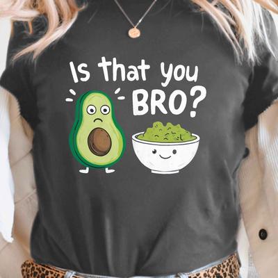 "TEMU Women's Funny "is That You Bro?" Avocado Guacamole Graphic T-shirt - Soft Stretchy Short Sleeve Crew Neck Casual Top, Machine Washable Tee, Humorous Apparel, Design, Medium Elasticity" Image