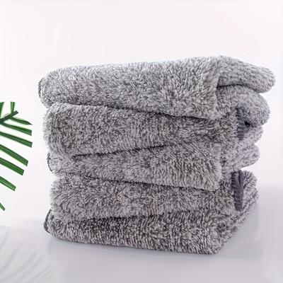 TEMU 5pcs Bamboo Charcoal Fiber Cleaning Cloths - Super , Lightweight & Absorbent Dish Towels For Kitchen, Glass, Car, Countertops - Reusable Square Cleaning Rags, Textured Fabric, Durable Fabric Image