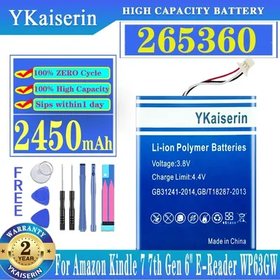 2450mAh Tablet Battery for Amazon Kindle 7 7th Gen 6" E-Reader WP63GW 265360 58-000083 58-000151