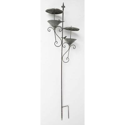 Metall Gartenstecker Vogeltränke Vogelbad Wasserstelle Futterschale Gartendeko107 Image
