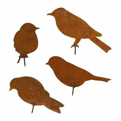 4 Stück rostige Vogelsilhouetten aus Metall, Patina-Vögel mit Schrauben, rostige Vogeldekoration, Image