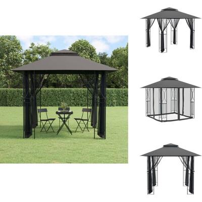 Pavillon mit Seitenwänden Anthrazit 300x300x270 cm Stahl - Gartenzelt - Partyzelt - Pavillon Image
