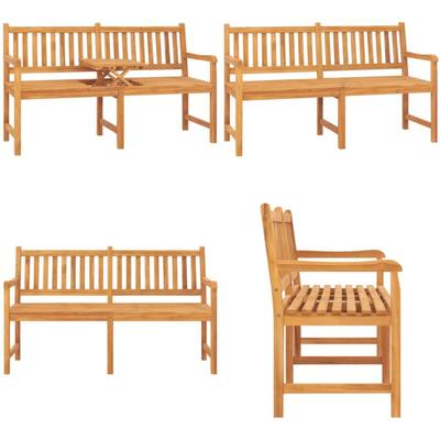 Vidaxl - Gartenbank 3-Sitzer mit Tisch 150 cm Massivholz Teak - Gartenbank - Teakholz Gartenmöbel Image