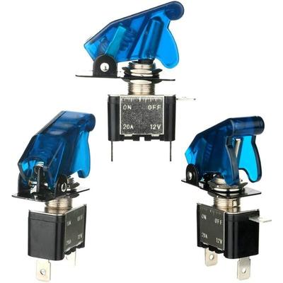 BR-Life 3 Stück DC12V-24V 20A Wippschalter mit wasserdichter Kappe + blauer LED, Metall SPST Image