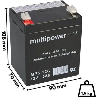 Multipower - Blei-Akku MP5-12C Pb 12V / 5Ah Zyklenfest, Faston 6,3 Image