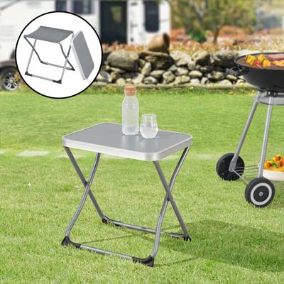 2-in-1 Campinghocker und -Tisch Barete 47x47x37 cm Grau [en.casa] Image