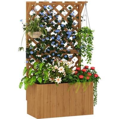Hochbeet Pflanzkasten mit Rankgitter Dach Spalier Pflanzkübel Blumenkasten Holz, Gartenspalier 64 x Image