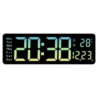 Große digitale Wanduhr mit einstellbarer Helligkeit led Digitaluhr Blau Image