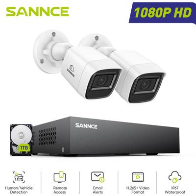 Sannce - 8CH 1080P Überwachungskamera Aussen Set DVR,2 x 2MP Bullet Kameras Sicherheitskamerasystem Image
