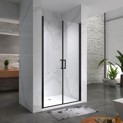 Duschtür 68-140 cm, schwarze Duschabtrennung aus 6 mm durchsichtigem esg Sicherheitsglas mit Image