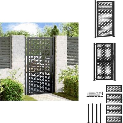 Gartentor Schwarz 105x180 cm Stahl Kreuz-Design - Gartentor - Gartentore - Zauntor - Sicherheitstor Image