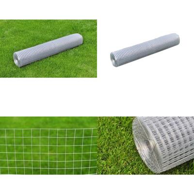 Drahtzaun für Hühner Verzinkter Stahl 10x1 m Silbern - Zaun Aus Draht - Stahltarafen - Gartenzaun Image