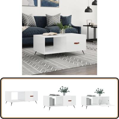 Vidaxl - Couchtisch Hochglanz-Weiß 90x50x40 cm Holzwerkstoff - Couchtisch - Wohnzimmerstil Image