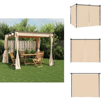 Vidaxl - Pavillon mit Vorhängen 3 x 3 m Creme Stahl - Partyzelt - Pavillon - Gartenparty Image