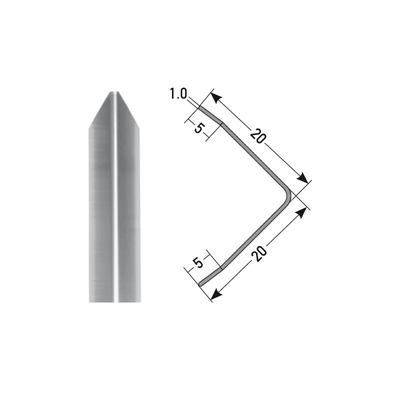 Eckschutzwinkel "Isora" 20 x 20 mm aus mattem Edelstahl, dreifach gekantet, selbstklebend oder Image