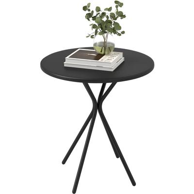 Gartentisch Ø60 x 70 cm, Wetterfest Balkontisch aus Stahl, Runder Esstisch mit Fußpolster Outdoor Image