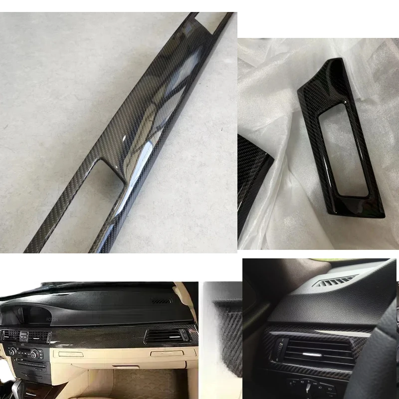 Real Carbon Fiber Interior Center Console Dashboard Panel Streifen Air Outlet Vent Ersatz Für BMW 3er E90 2005-2012 LHD Image