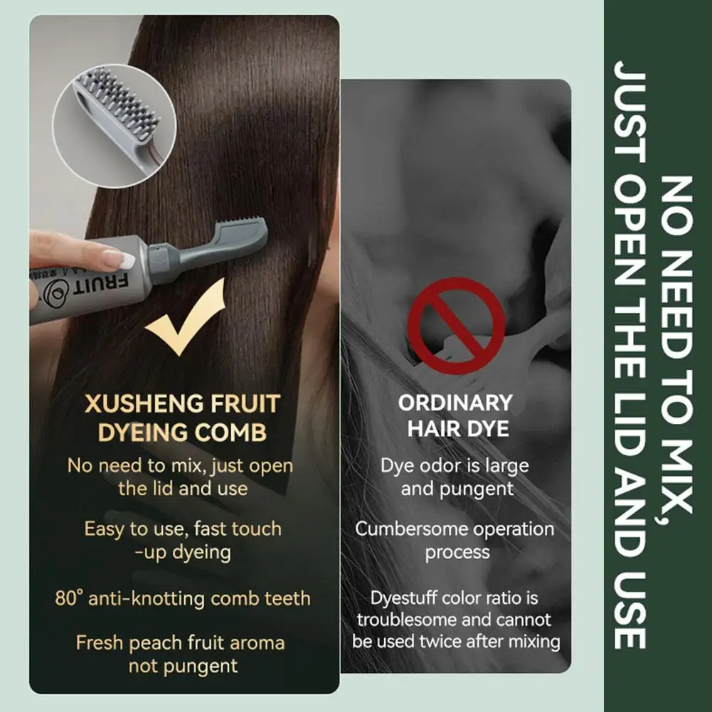 Frucht-Haarfärbecreme, Pflanzenextrakt, Haarfärbe-Essenz mit Kamm, Haarfärbe-Shampoo, botanische Blase, Haarfärbemittel, Haarfarbe, nicht beschädigt Image