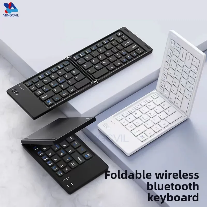 MINGCVIL Mini faltbare kabellose Tastatur, schlanke tragbare Bluetooth-Tastatur, wiederaufladbare Klapptastatur für iOS, Windows und Android Image