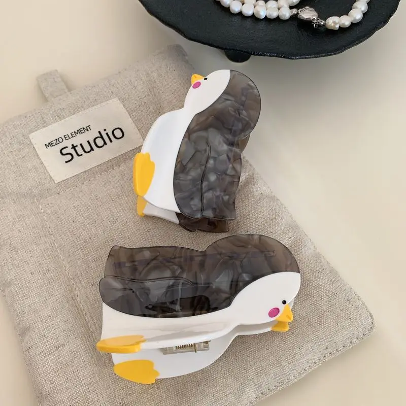 1 STÜCK Neue trendige Tierhaarspange, süßer und süßer Pinguin-Clip, Hai-Clip, geschädigtes Haar, Pferdeschwanz-Clip, Haar-Accessoire Image