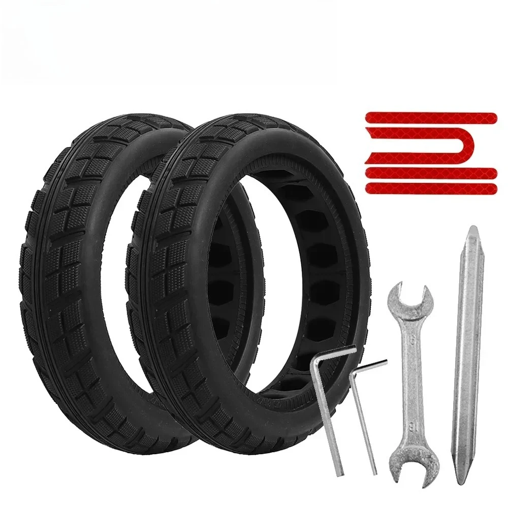 8 1/2x2 Gummireifen Vollreifen für Xiaomi M365 Pro 1S E-Scooter Nicht-Pneumatische Reifen Schutzhülle Reflektierende Aufkleber Werkzeuge